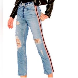 Size 27 McGuire Distressed Jean with Grosgrain Ribbon